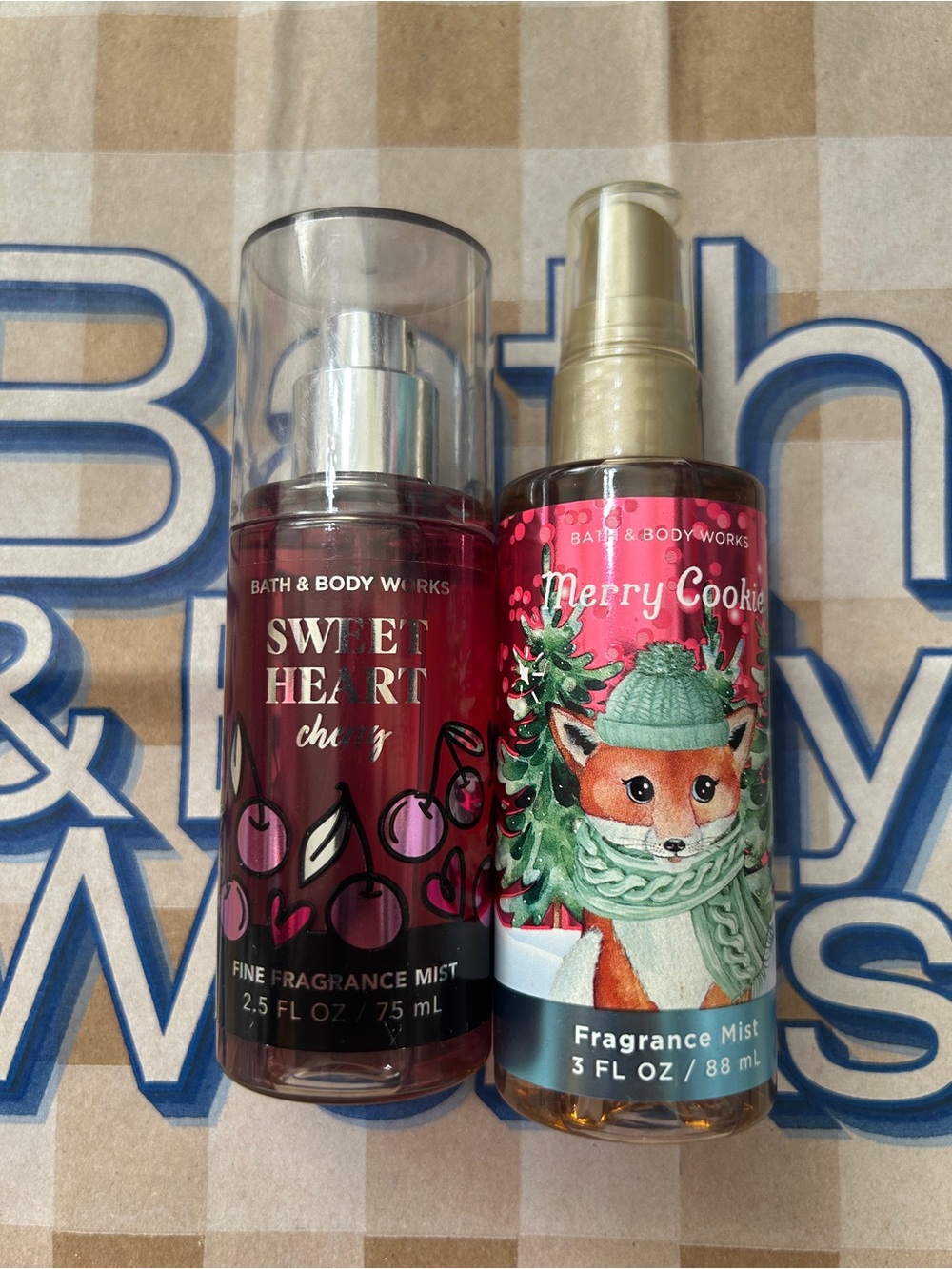 Bath & Body Works Merry Cookie & Sweet Heart Cherry Fragrance Mists -